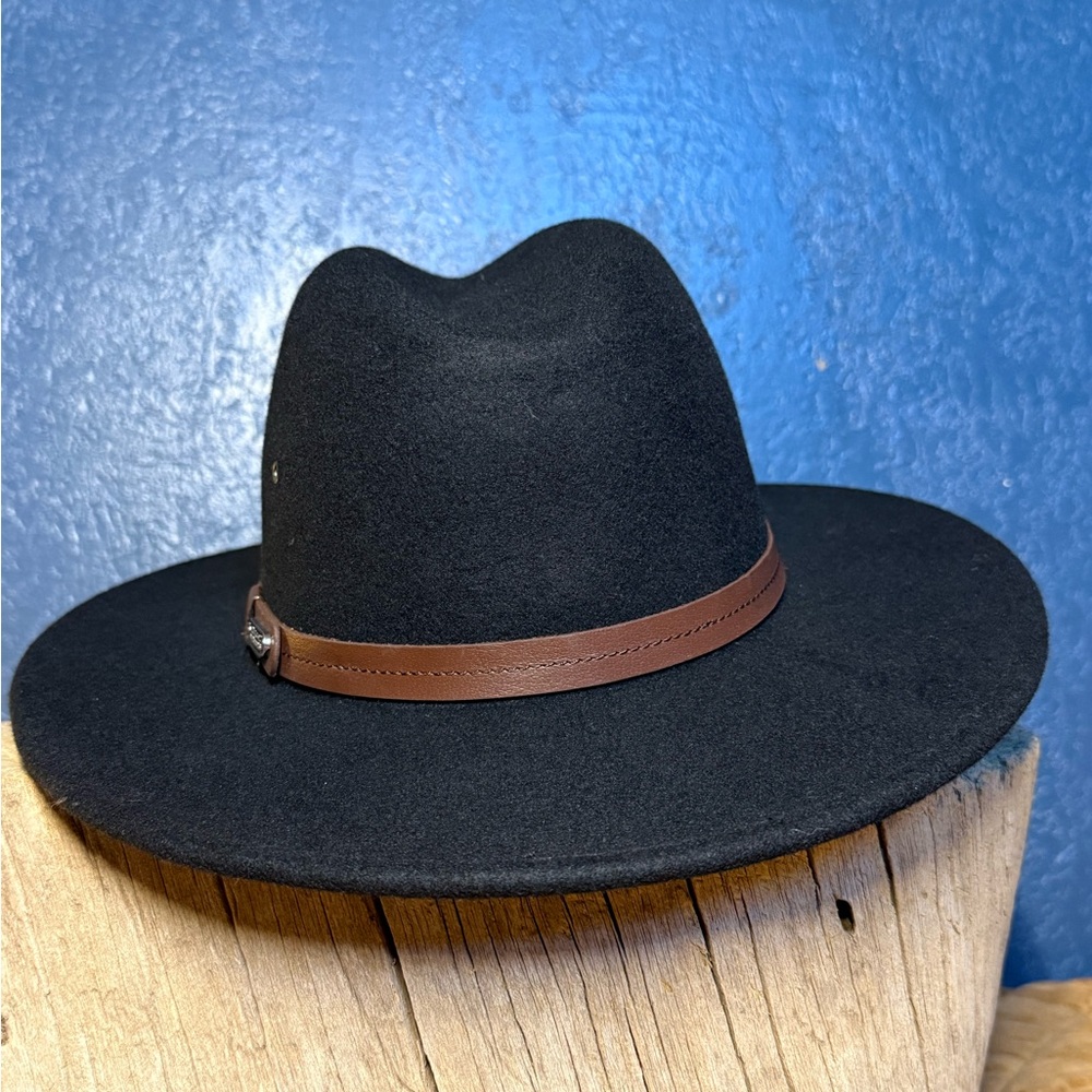 SUNDRY AFTERNOONS Black Wool Felt Hat with Brown Leather Band - Picture 4 of 8